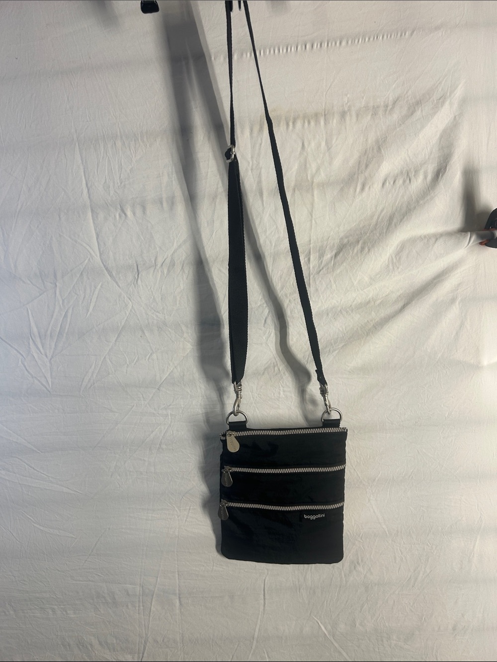 Baggallini Black Triple-Zip Crossbody Bag